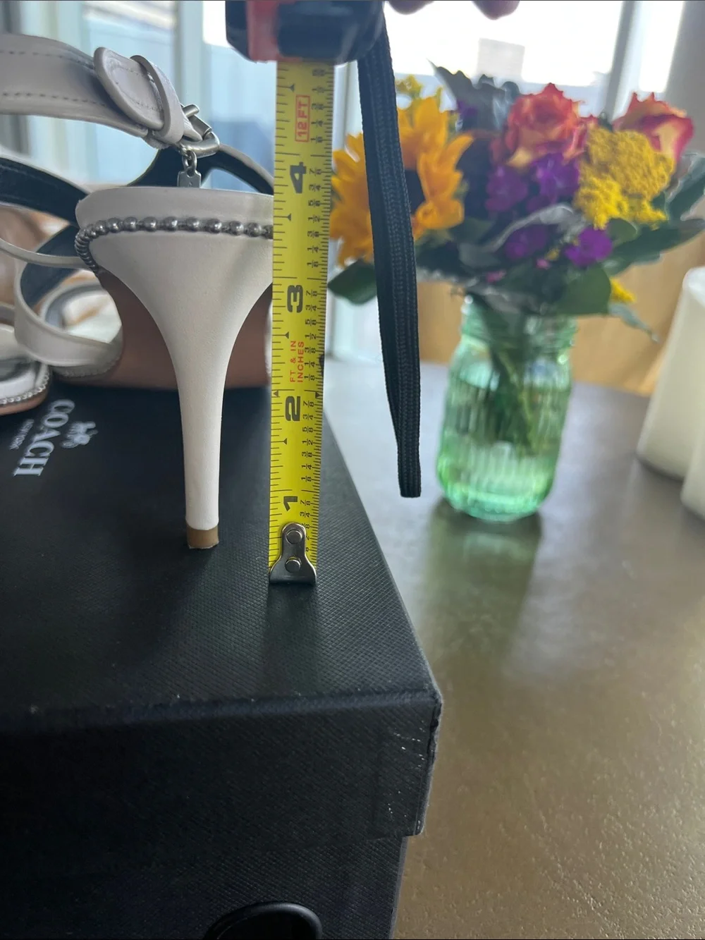 Coach Wendi Semi Matte Calf Chalk Strappy Heels
